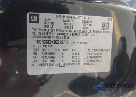 2013 Chevrolet Silverado 1500 Lt z USA, uszkodzony, nr VIN 1GCRCSE0XDZ299730